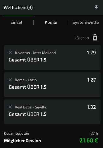 Unsere Kombi Wette bei Mobilebet zu den Derbys!