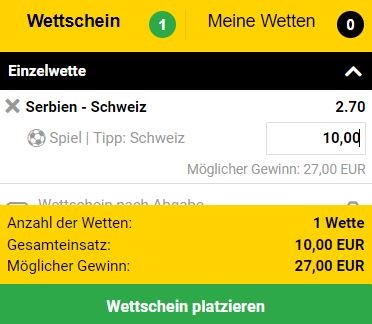 Interwetten Serbien gegen Schweiz Tipp Sieg