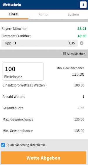 Bet3000 Bayern vs. Frankfurt Wett Tipp