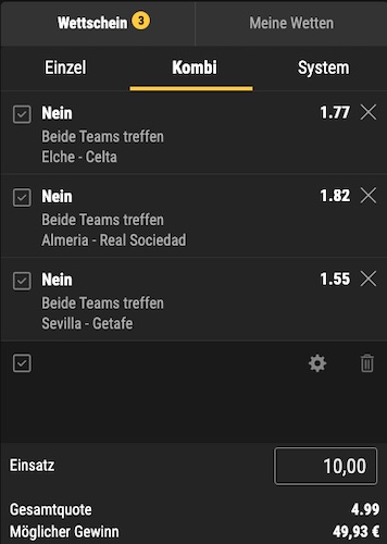 Unser Kombi zur Primera Division bei Bwin