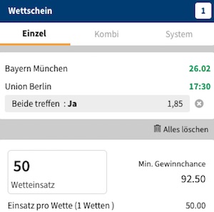 Bet3000 Beide Teams treffen Tipp auf Bayern vs. Union