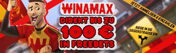Winamax Freebet Willkommensbonus bis zu 100 Euro