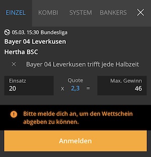 NEObet Wette Leverkusen Hertha Tipp