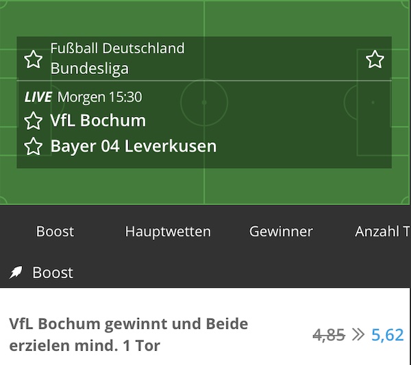 NEObet Wette Bundesliga Tipp Angebot Bochum Leverkusen