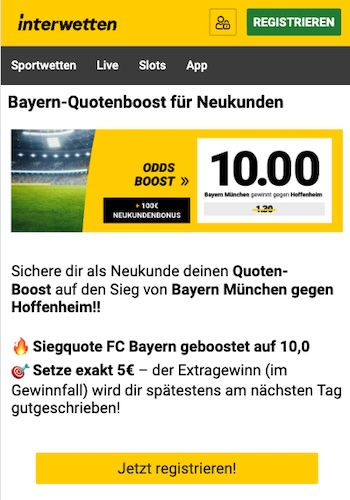 Interwetten bayern Quotenboost