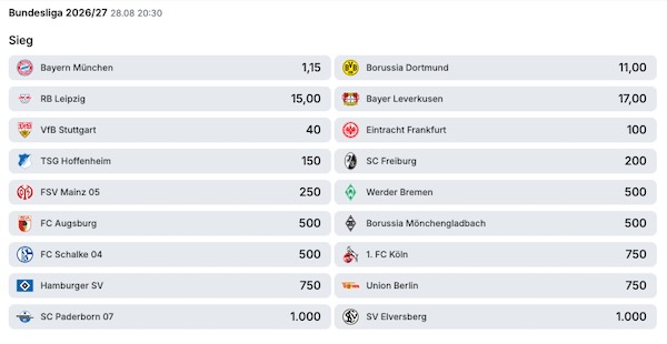 bundesliga sieger quoten bei tipico