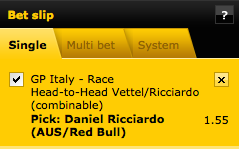 esempio di scommessa head to head