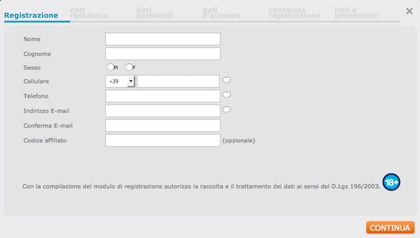 Registrazione sul bookmaker Betflag - come mi registro?