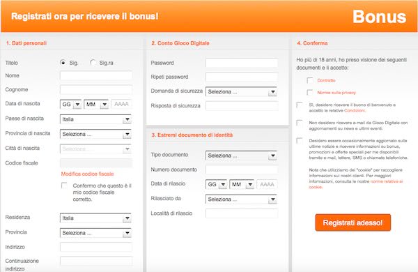 Registrazione sul bookmaker Gioco Digitale - come mi registro?