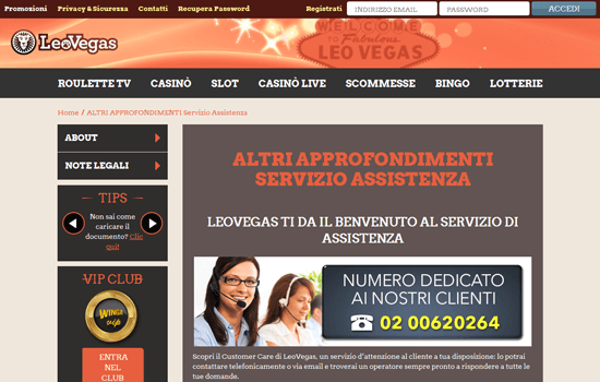 leovegas assistenza clienti