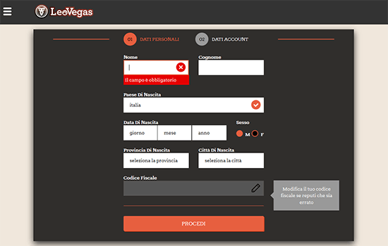 leovegas registrazione