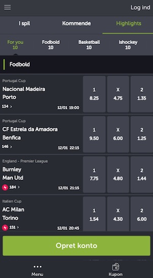 ComeOn Web App Odds