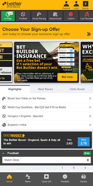 Betfair mobile betting app