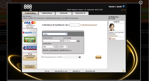 indbetaling hos 888sport