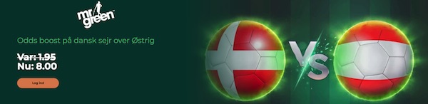 Mr Green odds boost Danmark - Østrig Nations League 2022