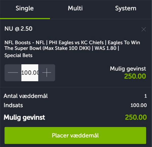 Odds boost: Eagles vinder Super Bowl