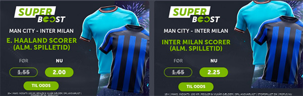 Manchester City - Inter odds boost, ComeOn Champions League-finale odds