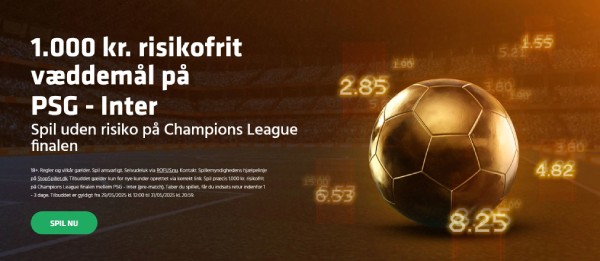 Expekt PSG - Inter risikofrit væddemål på 1.000 kr.