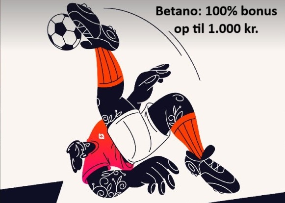 Betano velkomstbonus, 100% op til 1.000 kr.