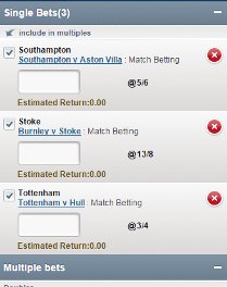 William Hill mobile bet slip