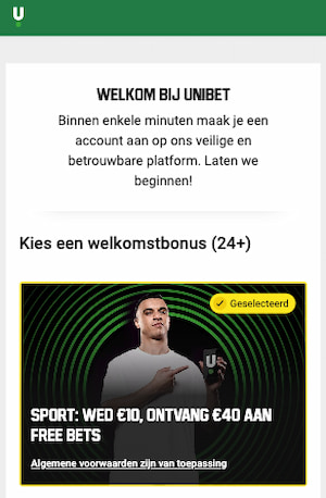 Unibet mobiele bonus