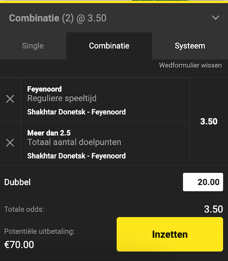 Shakhtar Donetsk - Feyenoord wed tip