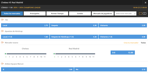 mejores apuestas chelsea vs real madrid