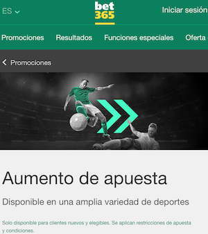 aumento de apuesta bet365 app