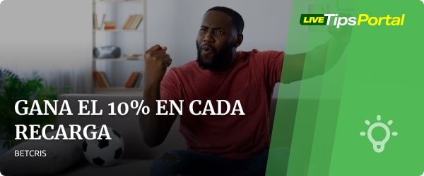 10 % de bono de recarga en Betcris