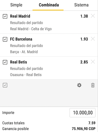 Apuestas combinadas para hoy