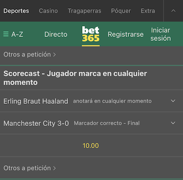 apuestas scorecast en bet365