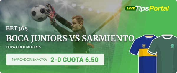 boca juniors vs sarmiento marcador exacto