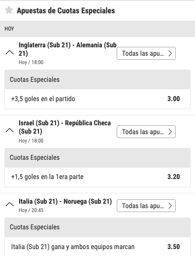 cuotas especiales bwin