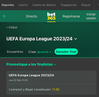 Apuestas ganador europa league