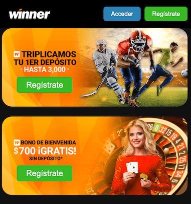 promociones disponibles en la app de winner