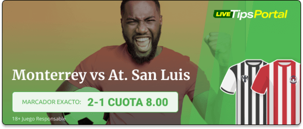 monterrey vs atletico san luis: pronostico al marcador exacto 7-12.