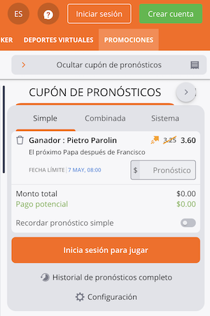 apuestas al papa