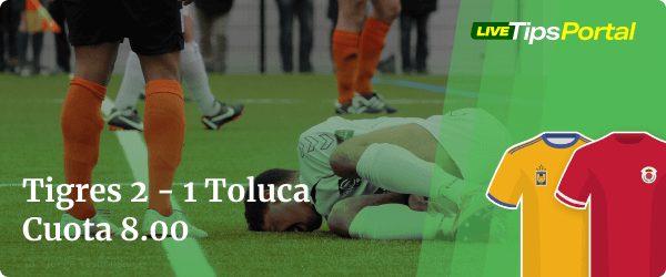 tigres vs toluca: apuestas marcador exacto.