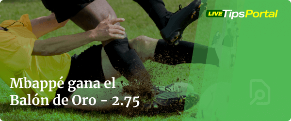 cuotas de apuestas a mbappe ganador del balon de oro.