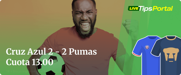 cruz azul vs pumas: apuestas marcador exacto.