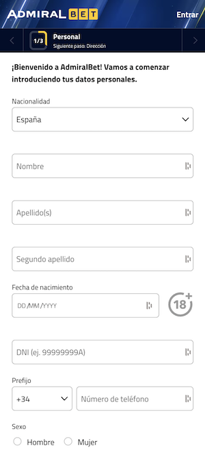 Registro AdmiralBet - Reseña