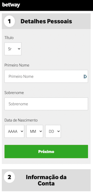 Castro na Betway Brasil - Informações da conta