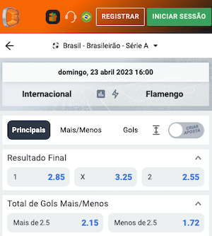 Internacional x Flamengo Palpites de apostas - Odds Betano