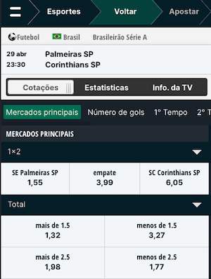 Palpites Palmeiras x Corinthians Brasileirão - 29-04-2023 - Odds Casa de Apostas