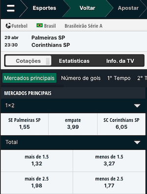 Palmeiras x Coritnhians Dicas de Apostas - Serie A 29/04/2023