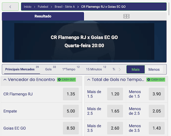 Flamengo x Goiás Palpite de apostas com odds Apostaquente