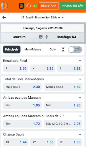 Cruzeiro x Botafogo Palpite - Brasileirão 06.08.2023 com odds Betano