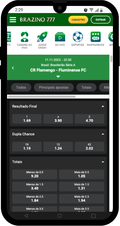 Flamengo x Fluminense Palpite de apostas com odds Brazino 777 - 11-11-2023