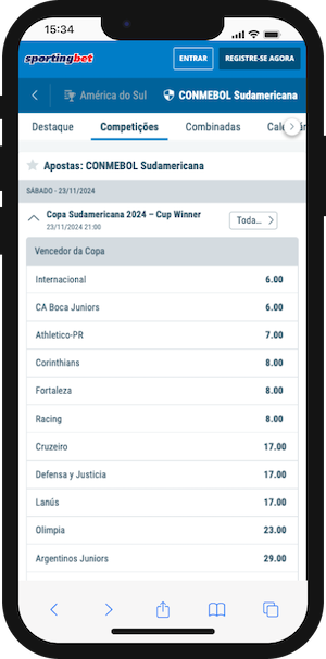 Palpites Sulamericana - Apostas ao vencedor Sportingbet