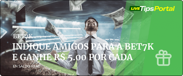 Promo Bet7k - Indique amigos e ganhe 5 BRL por cada indicação